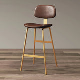 Modern Simple Hideskin Gray Saddle Seat Low Back Bar Stools Image - 4