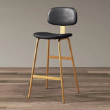 Black Gold Counter Stool(26"H) Modern Simple Hideskin Gray Saddle Seat Low Back Bar Stools Image - 6
