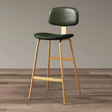 Green Gold Counter Stool(26"H) Modern Simple Hideskin Gray Saddle Seat Low Back Bar Stools Image - 8