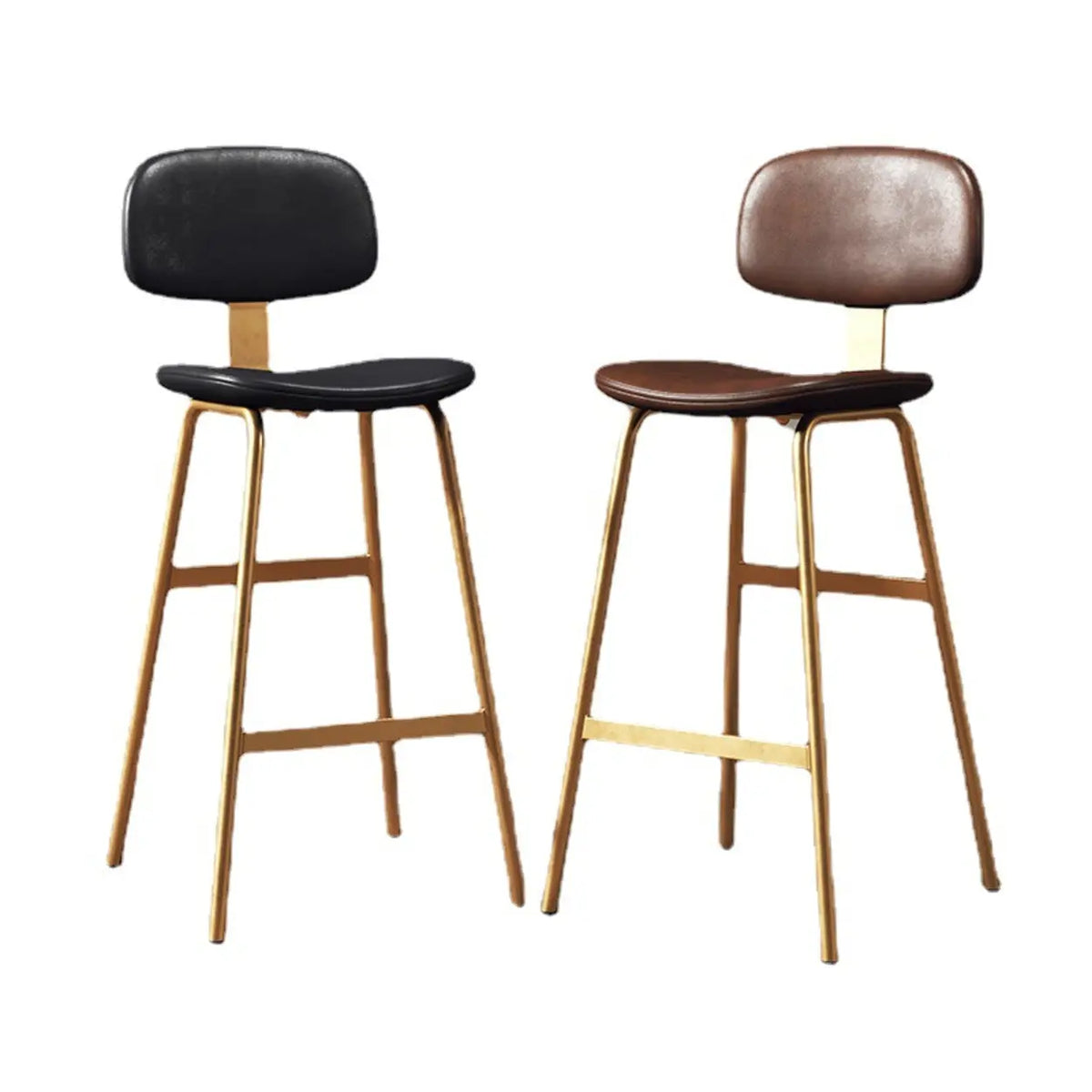 Modern Simple Hideskin Gray Saddle Seat Low Back Bar Stools Image - 9