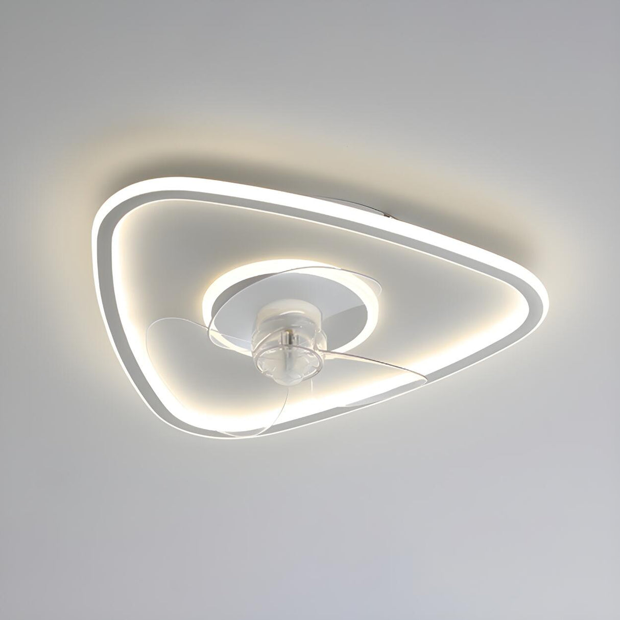 Modern Simple Linear Triangle Ceiling Fan with LED Light Image - 11