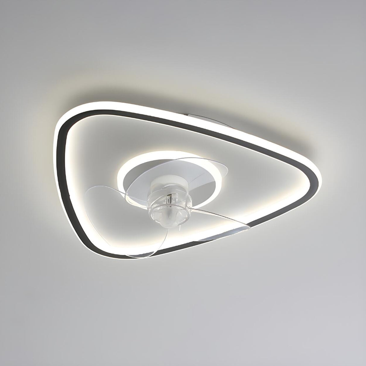 Modern Simple Linear Triangle Ceiling Fan with LED Light Image - 12