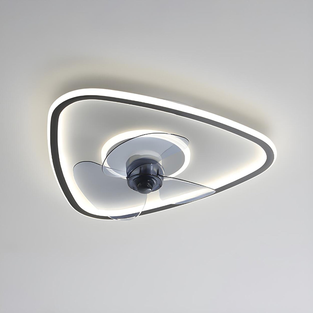 Modern Simple Linear Triangle Ceiling Fan with LED Light Image - 13