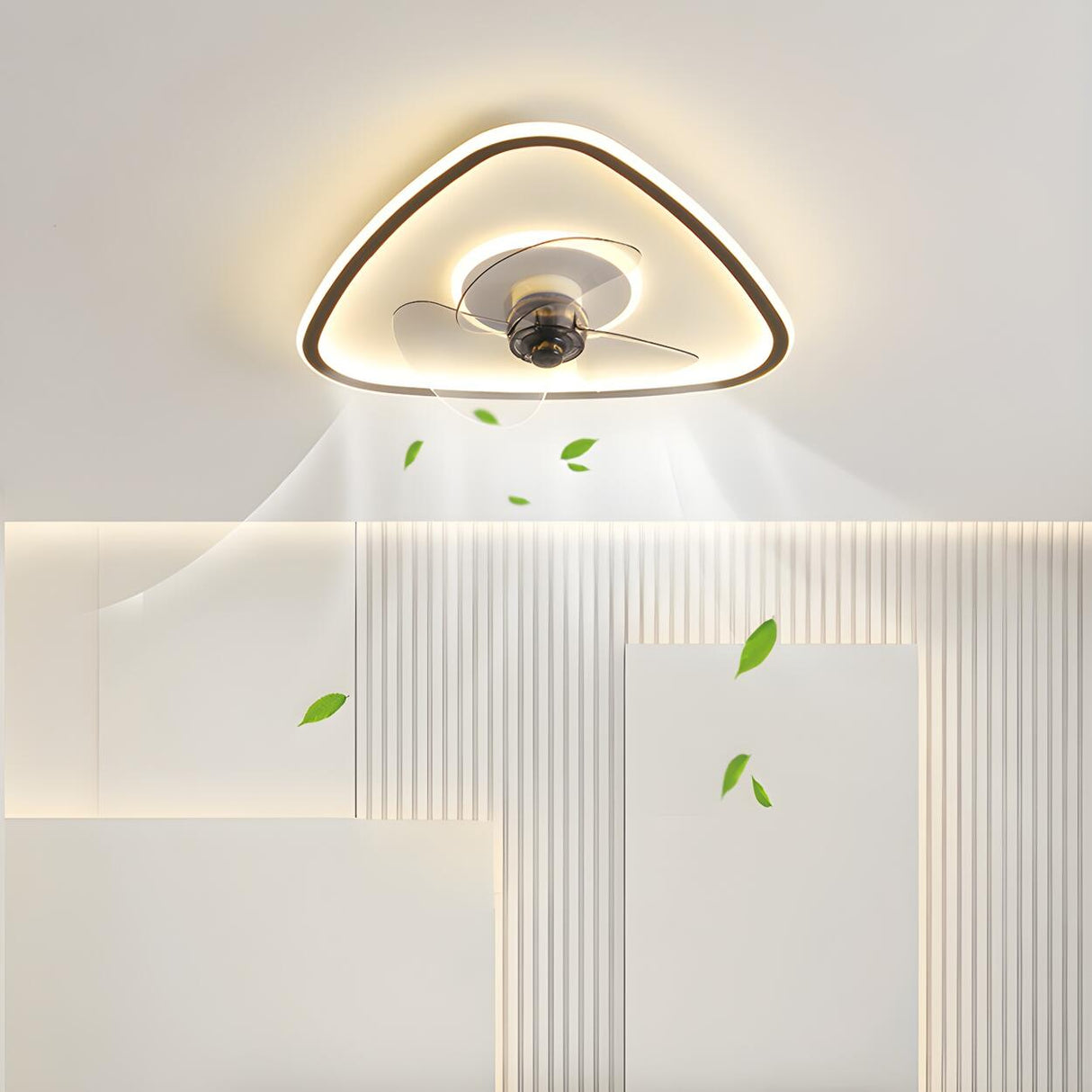 Modern Simple Linear Triangle Ceiling Fan with LED Light Image - 18