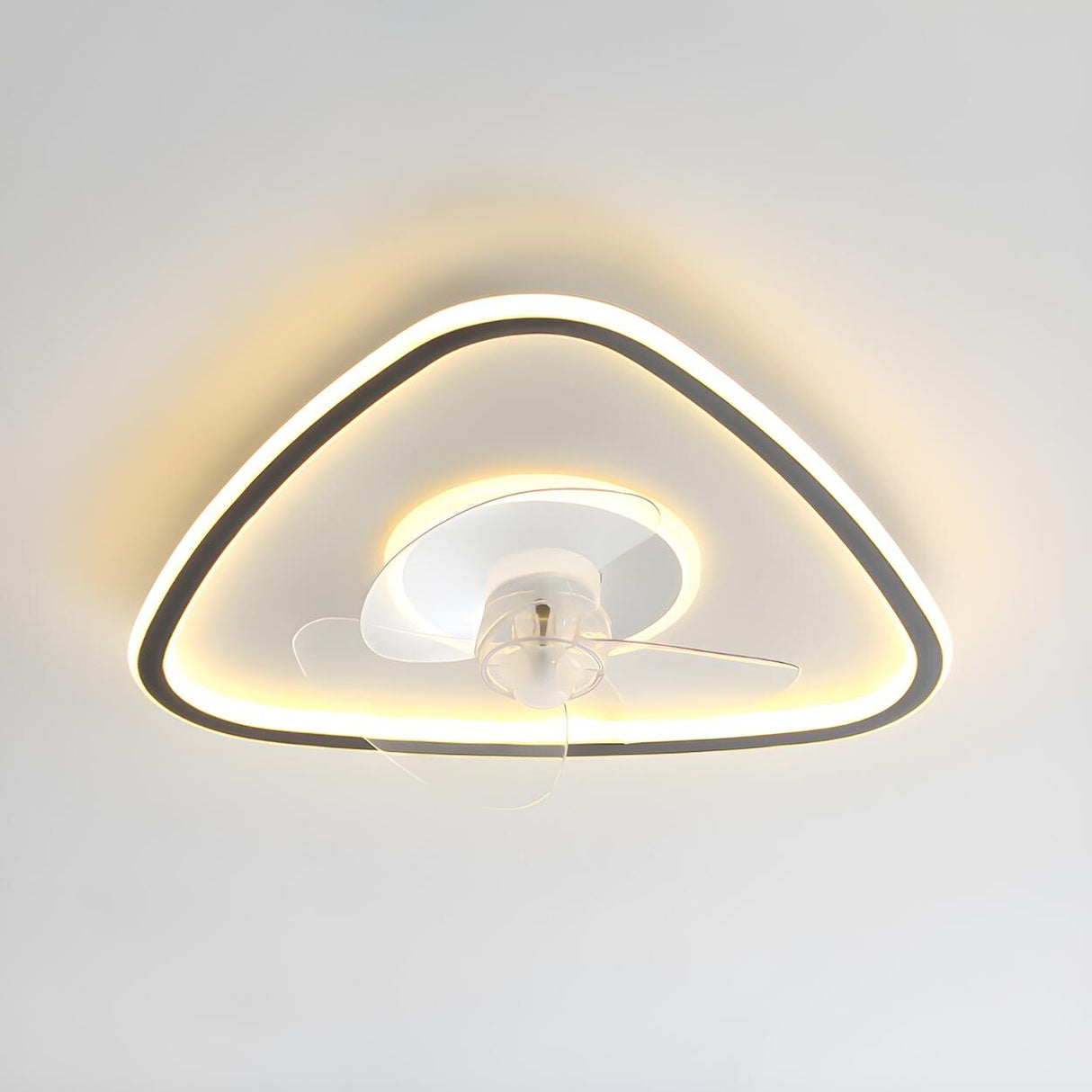 Modern Simple Linear Triangle Ceiling Fan with LED Light Image - 3