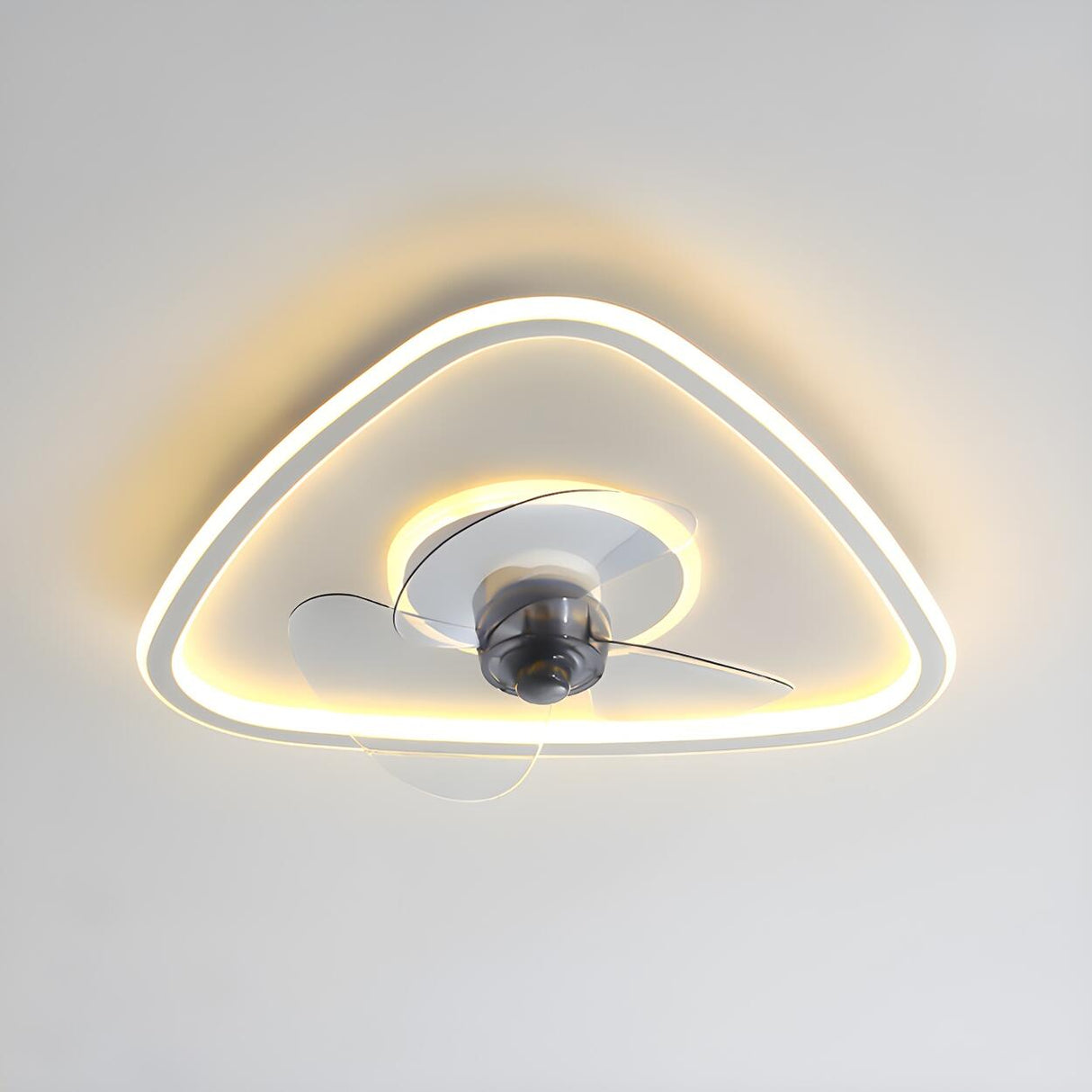 Modern Simple Linear Triangle Ceiling Fan with LED Light Image - 7