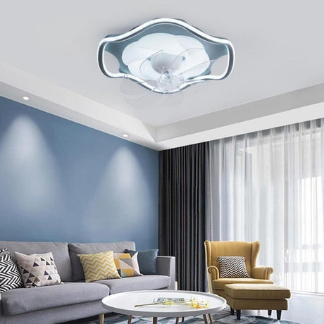 Modern Simple Remote Flush Ceiling Fan with LED Light Image - 1