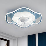 Modern Simple Remote Flush Ceiling Fan with LED Light Image - 11