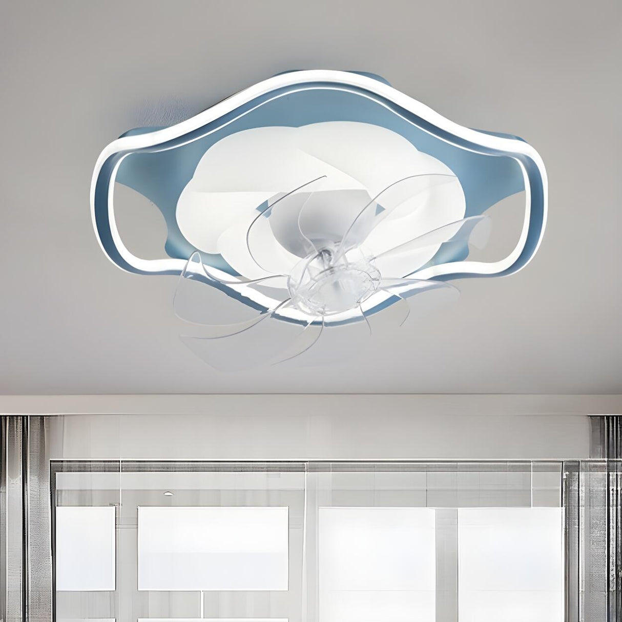 Modern Simple Remote Flush Ceiling Fan with LED Light Image - 13