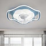 Modern Simple Remote Flush Ceiling Fan with LED Light Image - 13