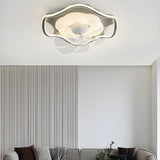 Modern Simple Remote Flush Ceiling Fan with LED Light Image - 15