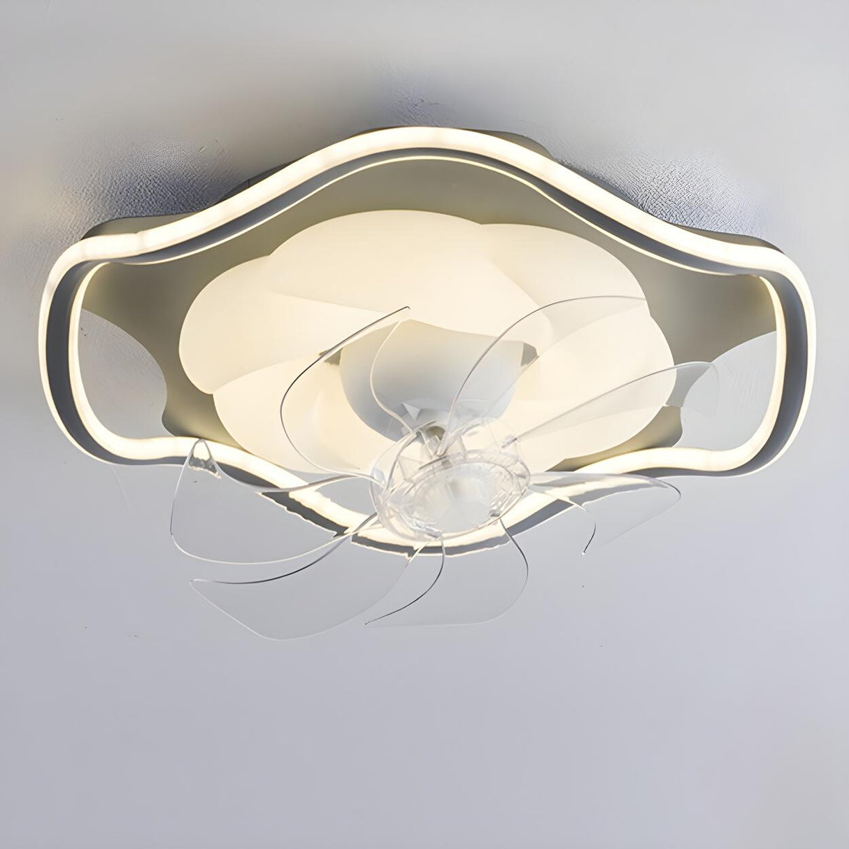 Modern Simple Remote Flush Ceiling Fan with LED Light Image - 16