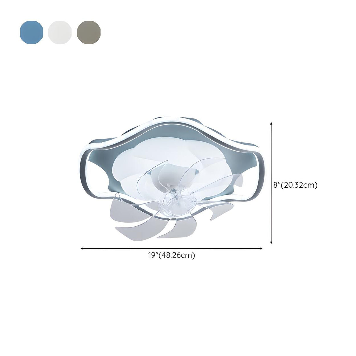 Modern Simple Remote Flush Ceiling Fan with LED Light 