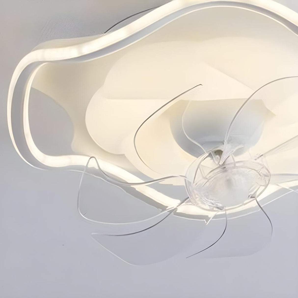 Modern Simple Remote Flush Ceiling Fan with LED Light Image - 6