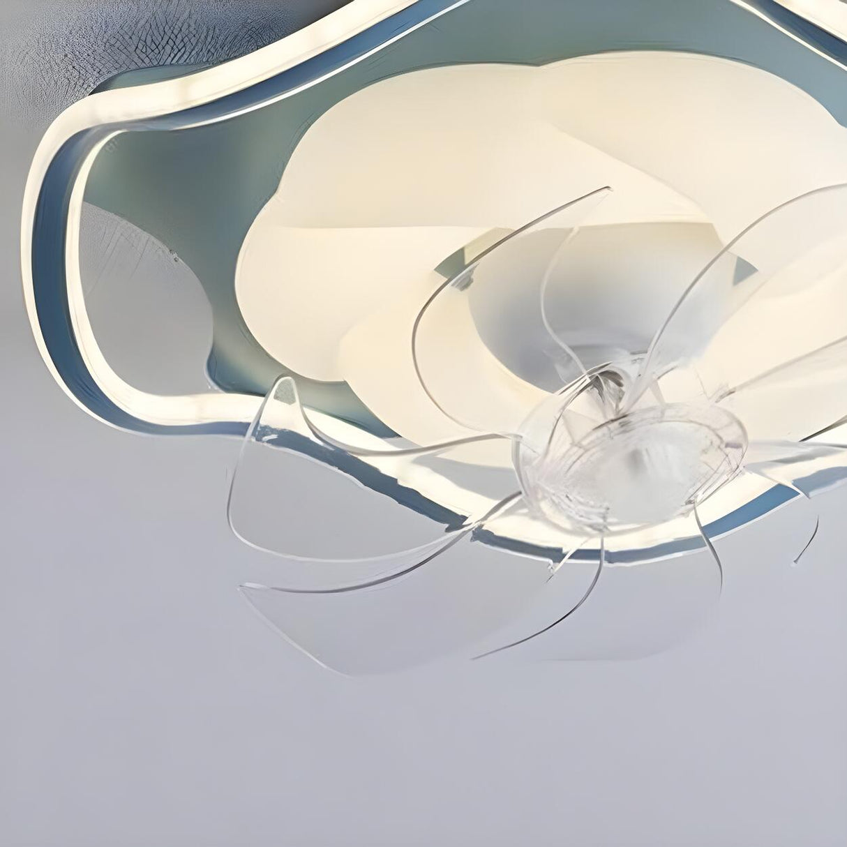 Modern Simple Remote Flush Ceiling Fan with LED Light Image - 7