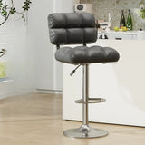 Modern Simple Rotating Height Adjustable Green Bar Stools Image - 5