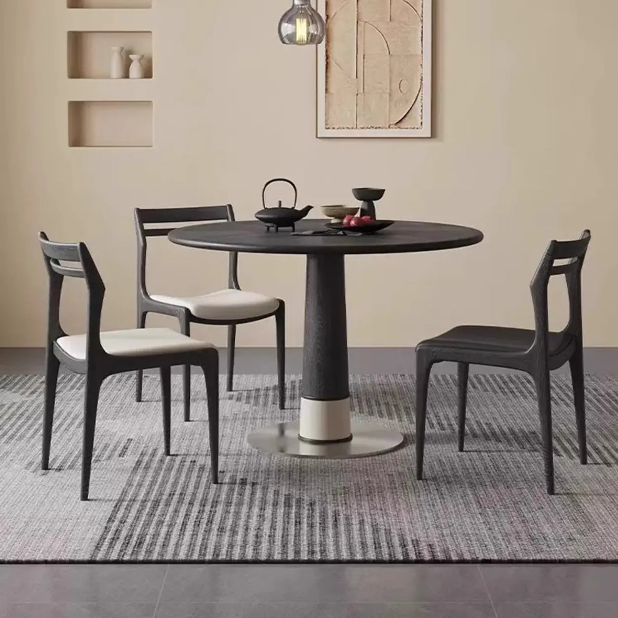 Modern Simple Walnut Natural Wood Legs Side Dining Chair Image - 6