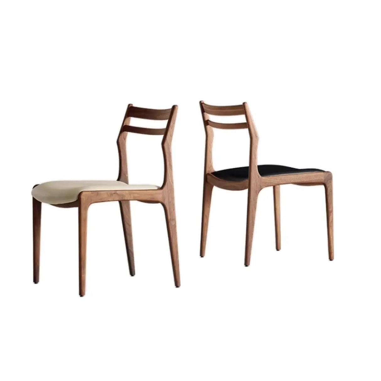 Modern Simple Walnut Natural Wood Legs Side Dining Chair Image - 9
