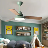 Modern Simple Wood 3 Blade LED Ceiling Fan with Light Image - 1