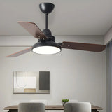 Modern Simple Wood 3 Blade LED Ceiling Fan with Light Image - 3