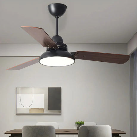 Modern Simple Wood 3 Blade LED Ceiling Fan with Light Image - 3