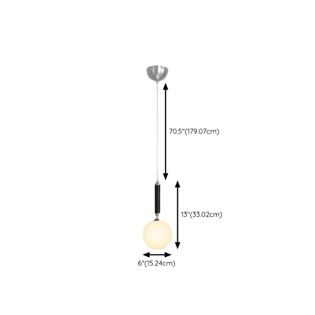 Modern Single Globe Pendant Light Adjustable Cord Bedroom 