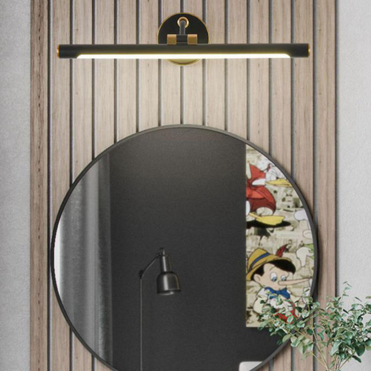 Modern Sleek Black and Gold Cylinder Vanity Light Image - 1