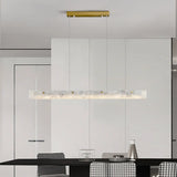 Modern Slim Alabaster Kitchen Island Linear Pendant Light Image - 3