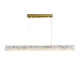 Modern Slim Alabaster Kitchen Island Linear Pendant Light Image - 5