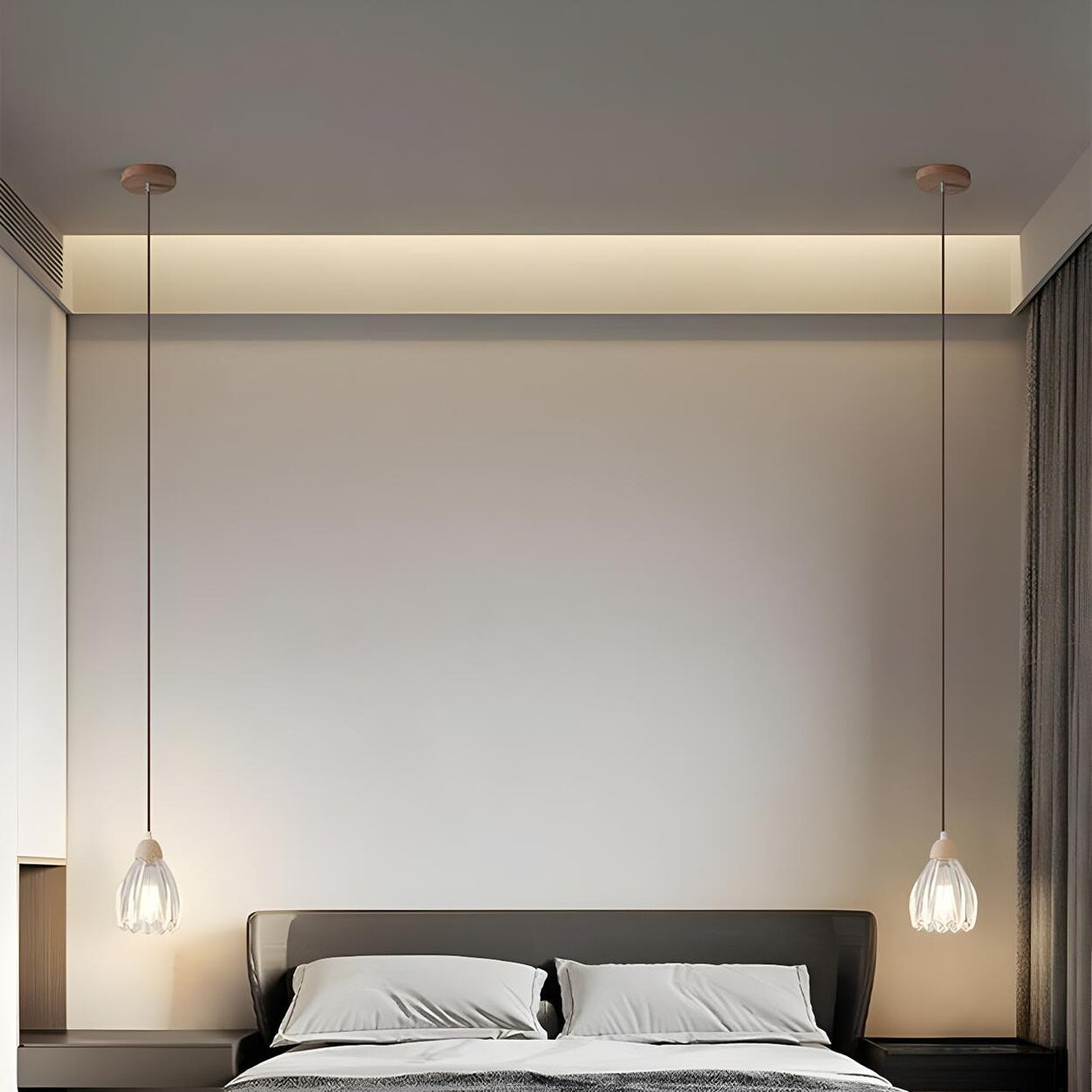 Modern Slim Floral Round Clear Glass Pendant Light  Image - 1