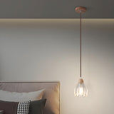 Modern Slim Floral Round Clear Glass Pendant Light  Image - 5