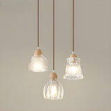 Modern Slim Floral Round Clear Glass Pendant Light  Image - 6