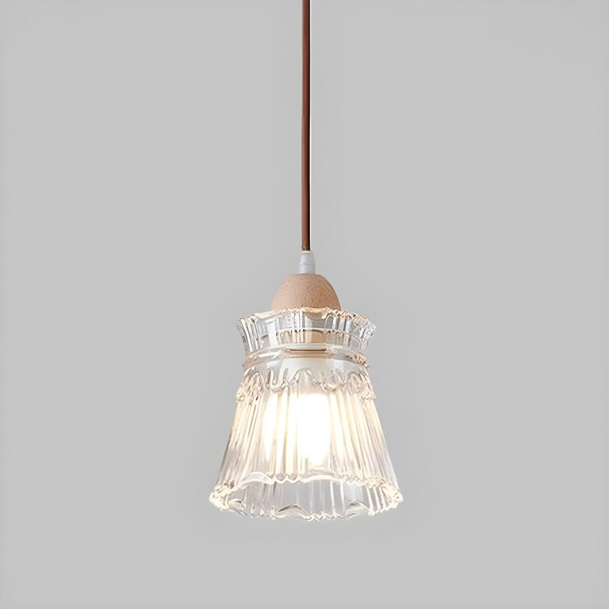 Modern Slim Floral Round Clear Glass Pendant Light  Image - 8