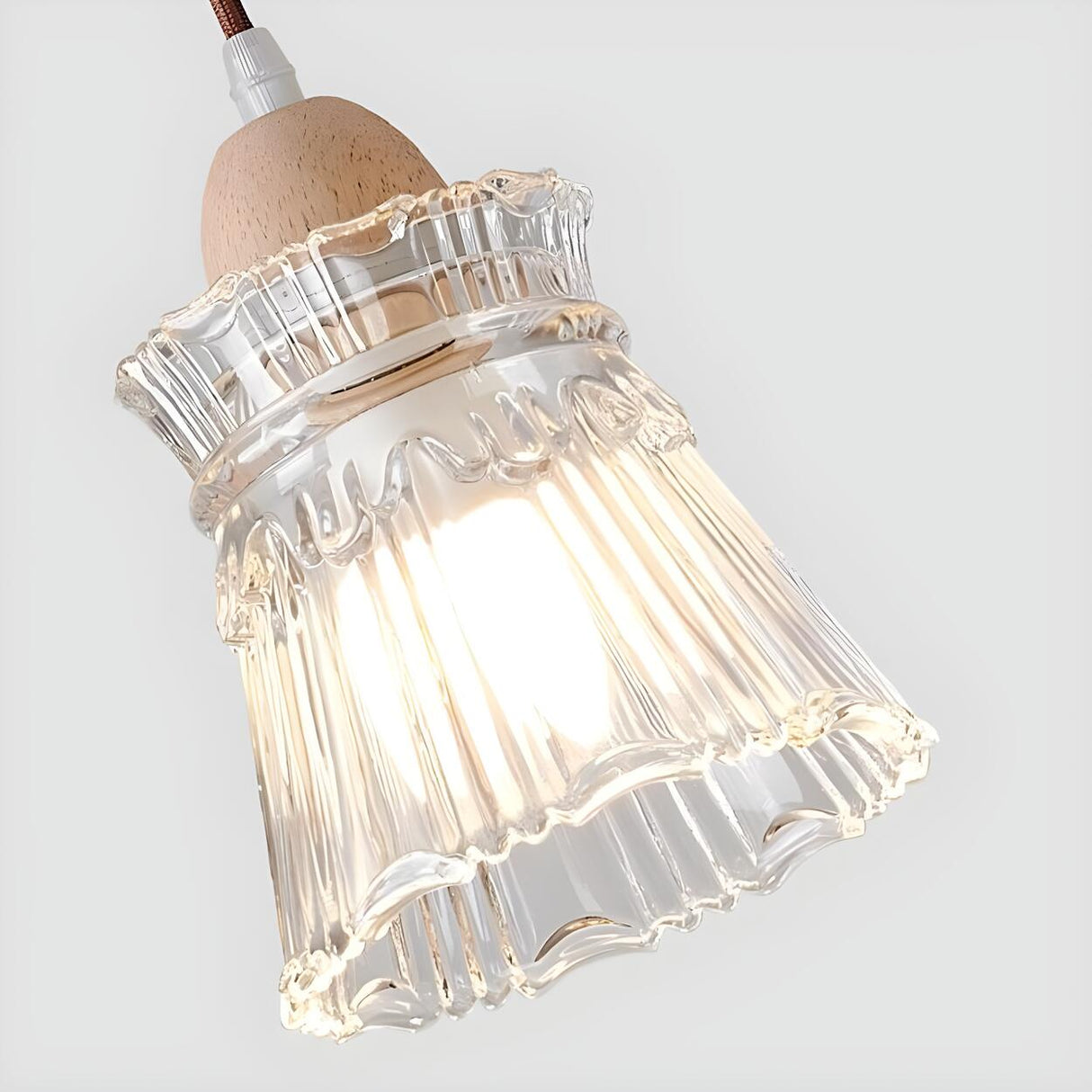 Modern Slim Floral Round Clear Glass Pendant Light  Image - 9