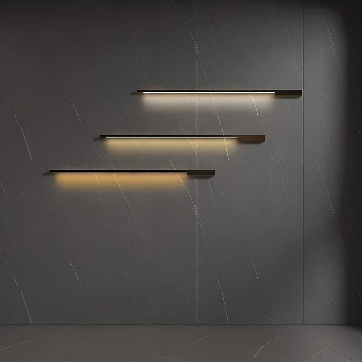 Modern Slim Linear Black LED Vanity Wall Light Image - 3