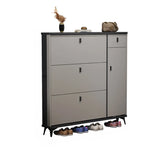 Modern Slim Tall White Wood Entryway Shoe Cabinet 3-Tiers Image - 13