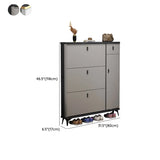 Modern Slim Tall White Wood Entryway Shoe Cabinet 3-Tiers #size