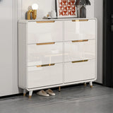 Modern Slim White Wooden Entryway Shoe Storage Cabinet Image - 20