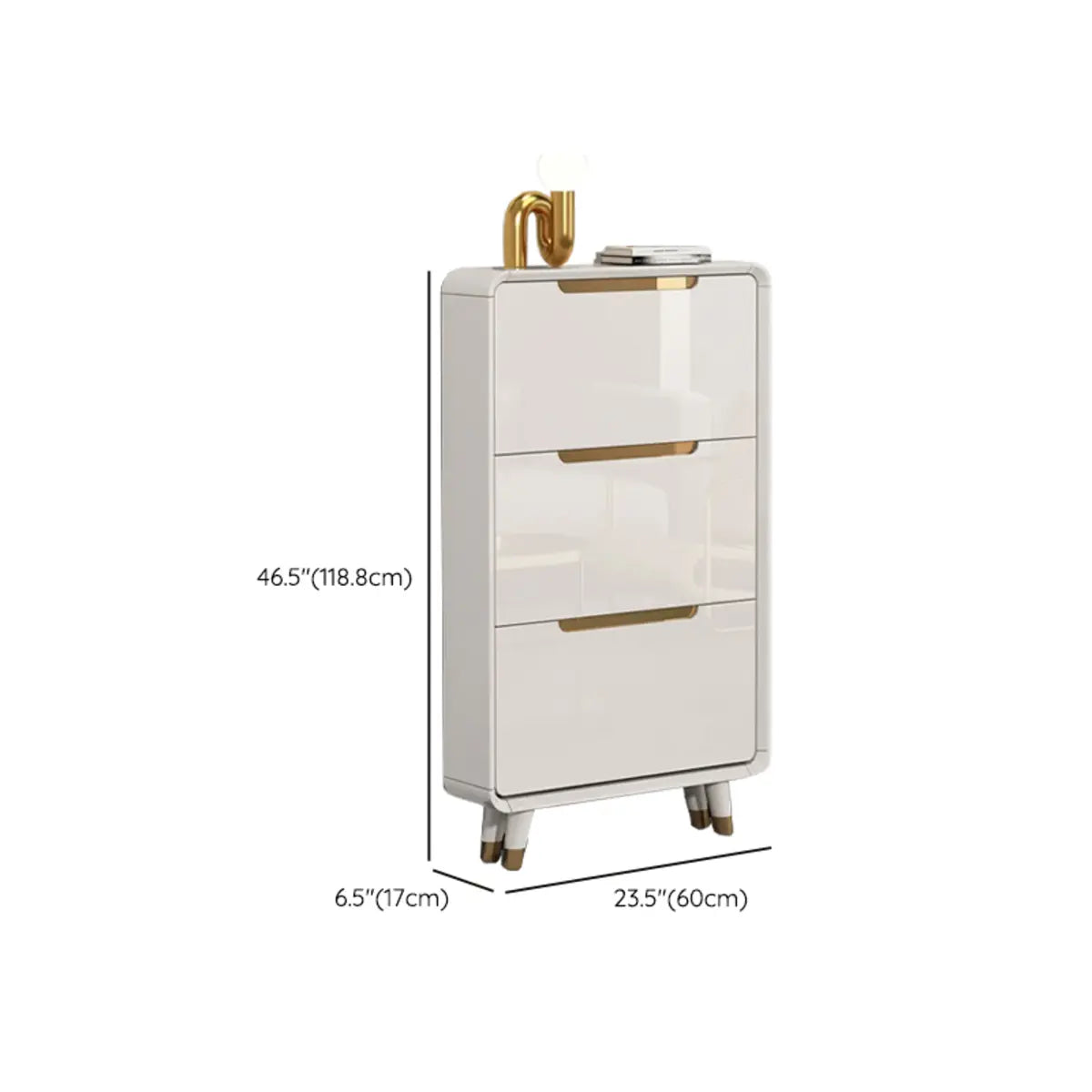 Modern Slim White Wooden Entryway Shoe Storage Cabinet 