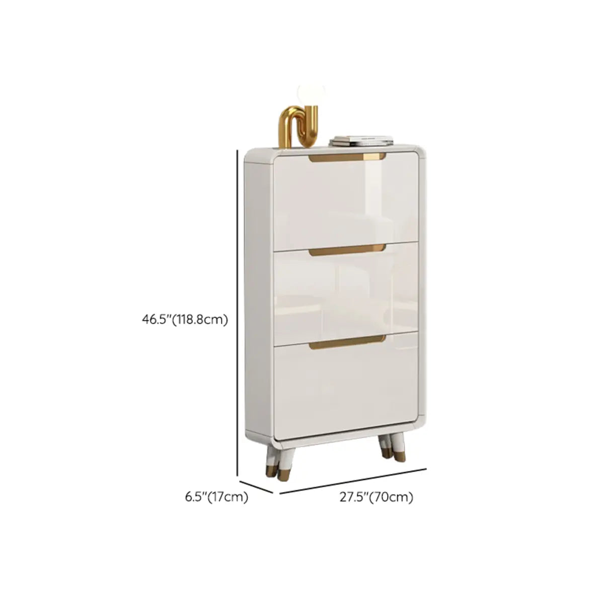 Modern Slim White Wooden Entryway Shoe Storage Cabinet Image - 23