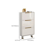Modern Slim White Wooden Entryway Shoe Storage Cabinet Image - 23