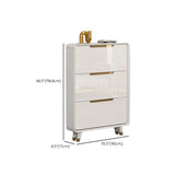 Modern Slim White Wooden Entryway Shoe Storage Cabinet Image - 25