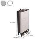Modern Slim Wood Shoe Cabinet Hallway Gray 3-Tier Storage Image - 38