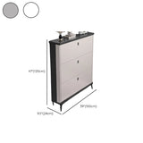 Modern Slim Wood Shoe Cabinet Hallway Gray 3-Tier Storage Image - 43