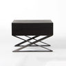 Modern Small Black Wood Nightstand with Sleek Metal Legs Image - 3
