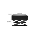 Modern Small Black Wood Nightstand with Sleek Metal Legs #size