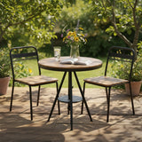 Modern Small Outdoor Round Brown Patio Table with Shelf Image - 2