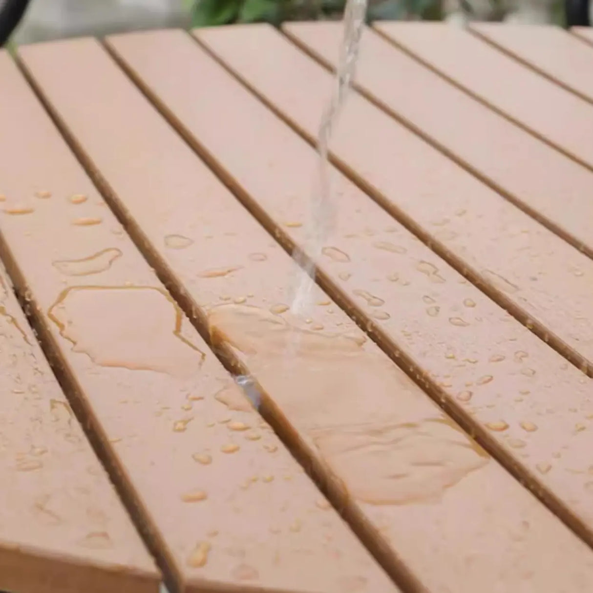 Modern Small Outdoor Round Brown Patio Table with Shelf Image - 3