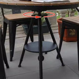 Modern Small Outdoor Round Brown Patio Table with Shelf Image - 5