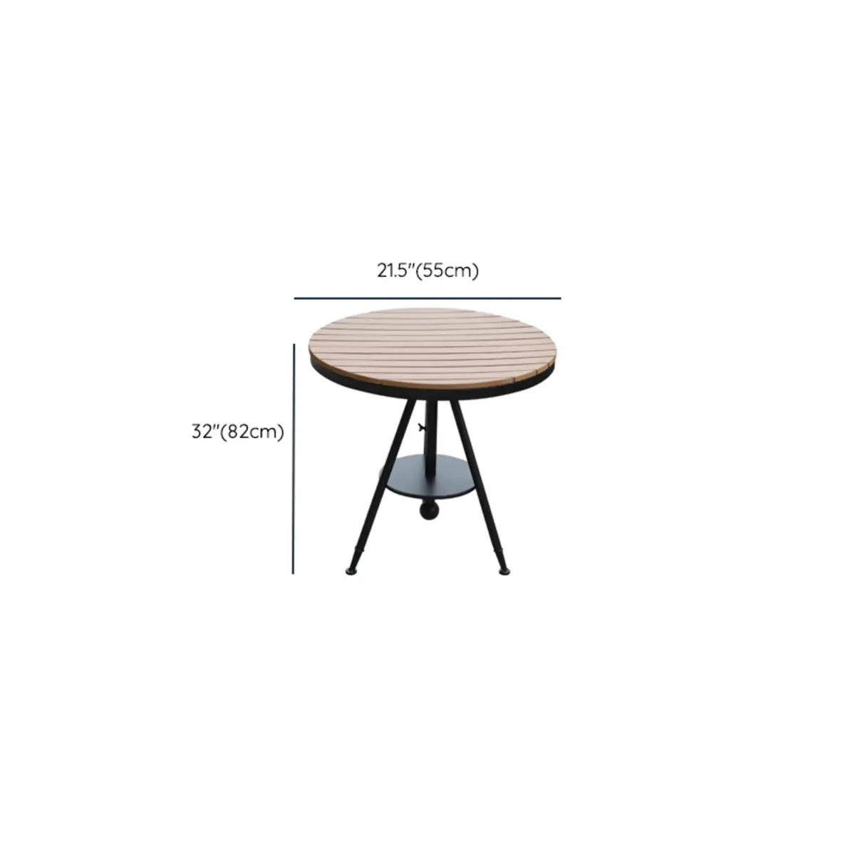 Modern Small Outdoor Round Brown Patio Table with Shelf 